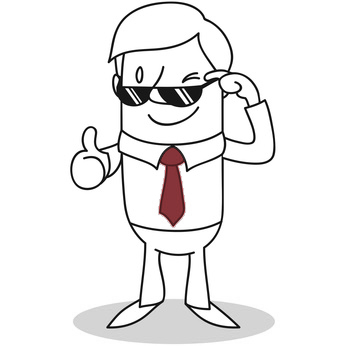 Geschäftsmann mit Sonnenbrille und roter Krawatte